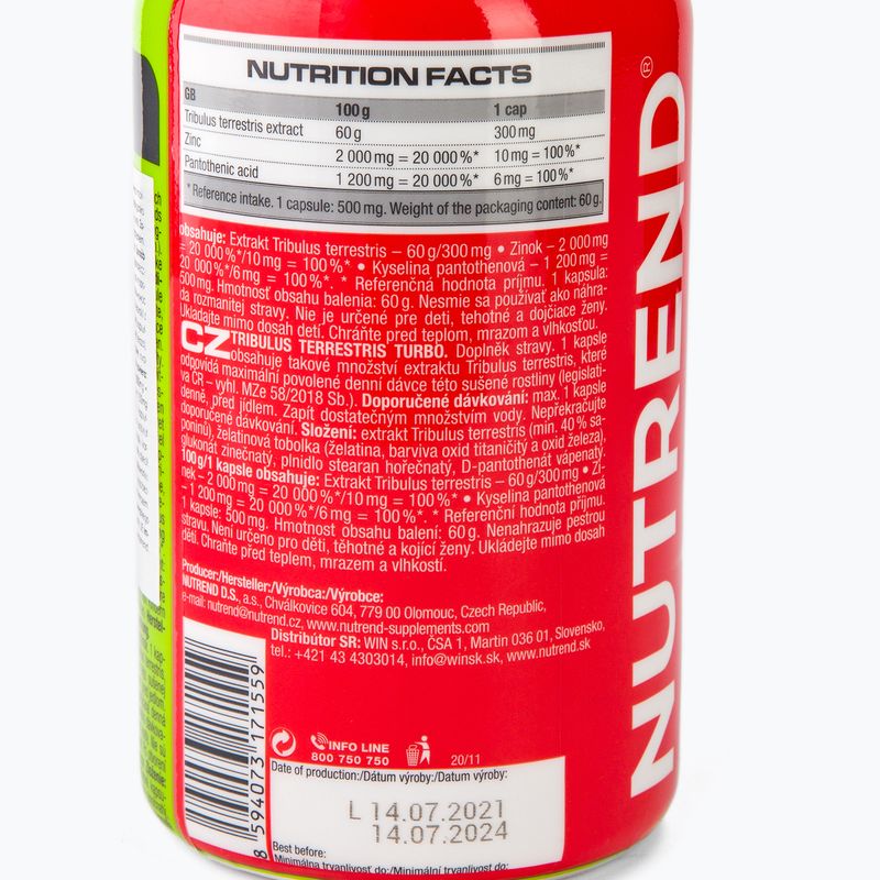 Testosterono stiprintuvas Nutrend Tribulus Terrestris Turbo 120 kapsulių VR-046-120-xx 3