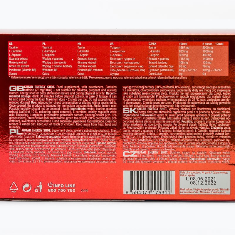 Nutrend Gutar Energy prieš treniruotę 20X60ml VT-053-1200-XX 2