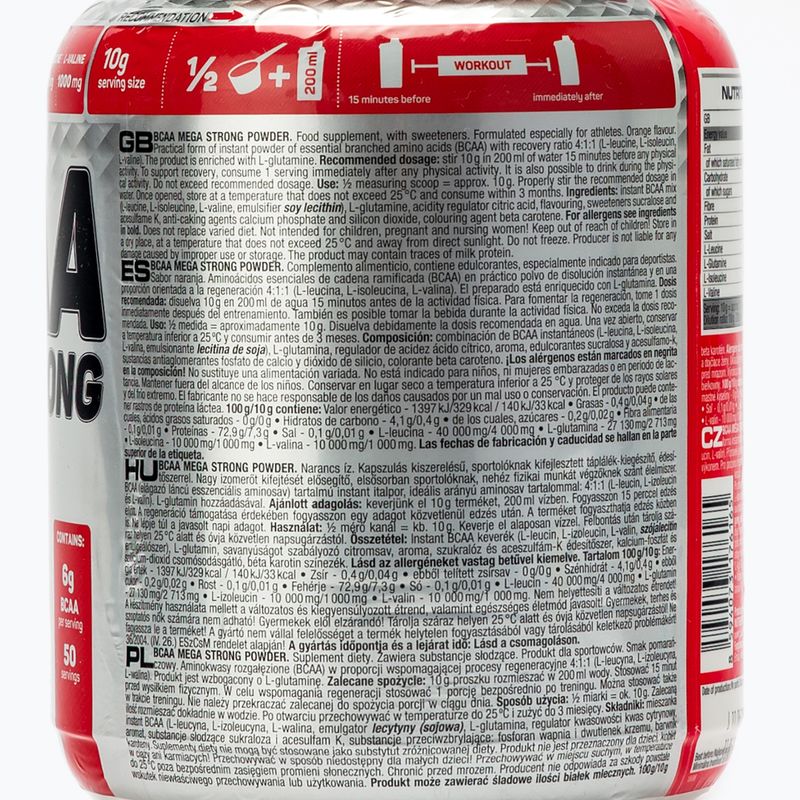 BCAA Mega Strong Nutrend amino rūgštys 500g oranžinė VS-045-500-PO 2