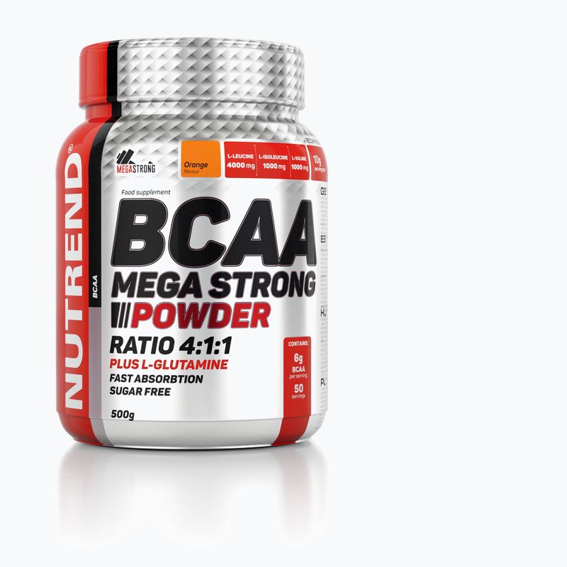 BCAA Mega Strong Nutrend amino rūgštys 500g oranžinė VS-045-500-PO