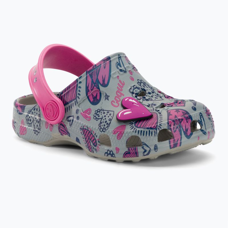 Vaikiški sandalai Coqui Little Frog mid.grey/fuchsia love/amulet 2