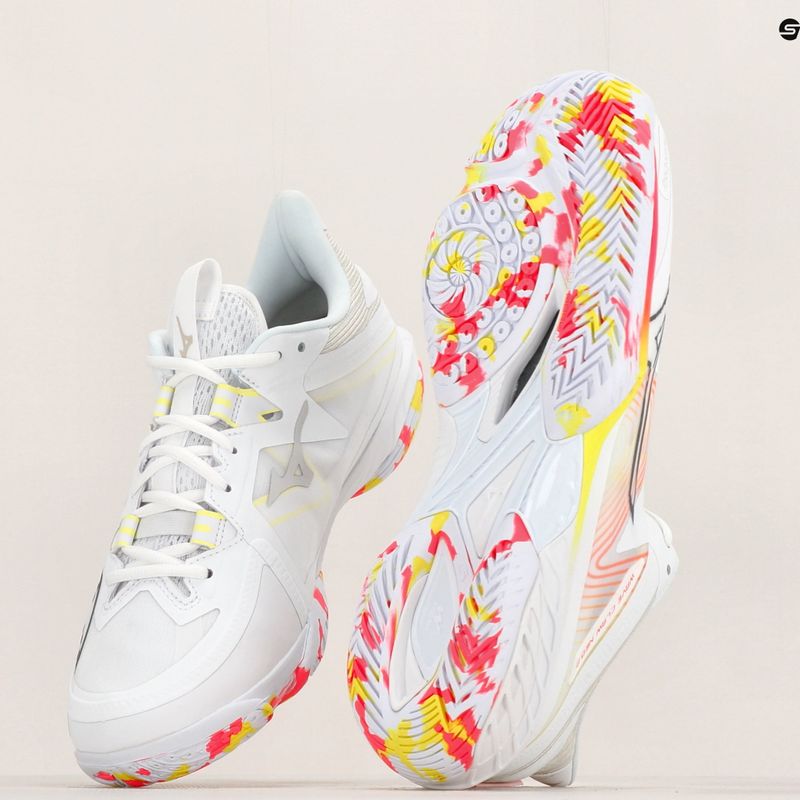 Vyriški badmintono batai Mizuno Wave Claw Neo 2 white/lunar rock/high vis pink 12