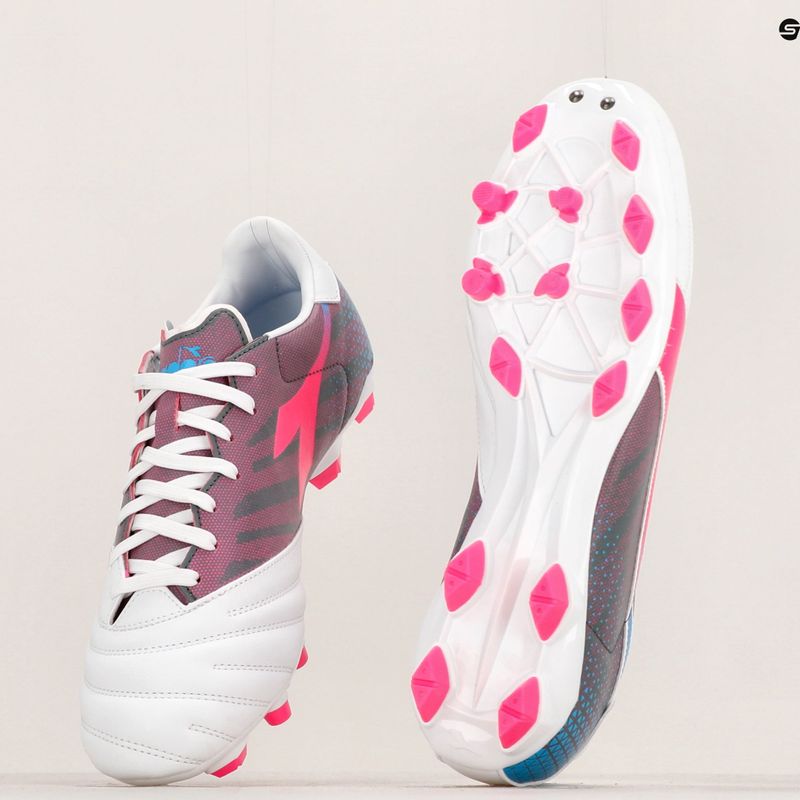 Vyriški futbolo bateliai Diadora Brasil Elite Veloce GR LPU white/pink fluo/blue fluo 19