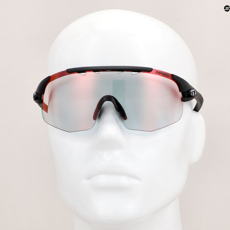 Tifosi Sledge Lite Fototec matinės juodos/klariono raudonos spalvos fotochrominiai dviračių akiniai 6