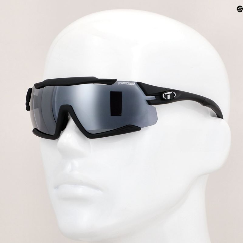 Tifosi Aethon 3 matiniai juodi/dūminiai/ak raudoni/skaidrūs dviratininkų akiniai 7