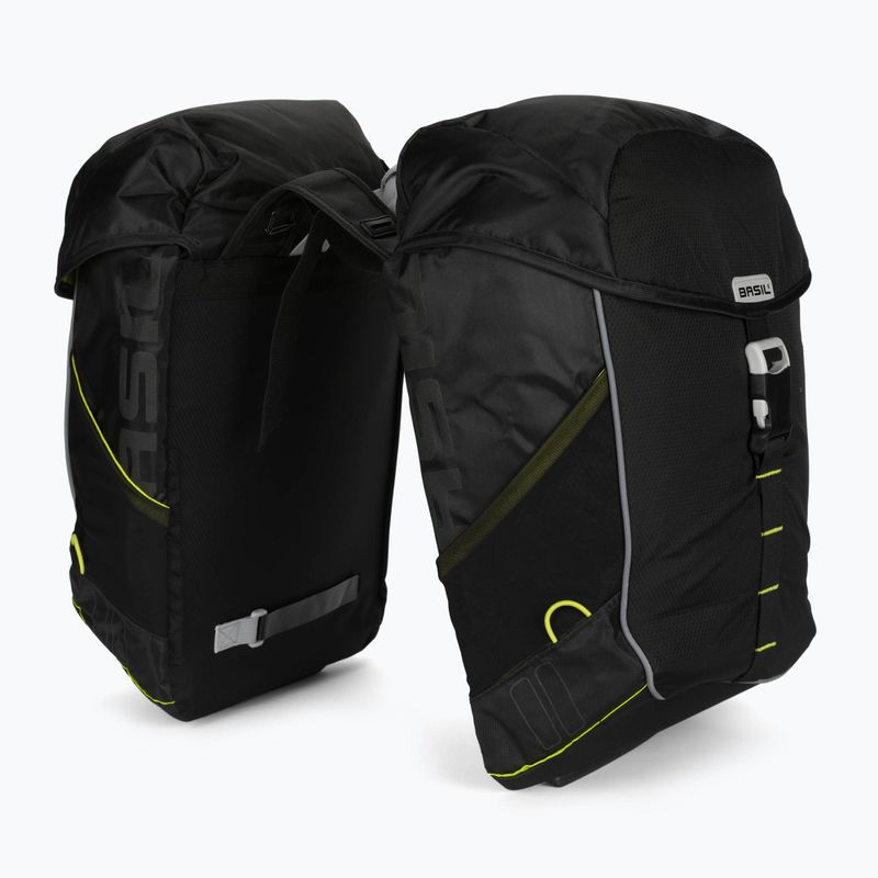Basil Miles Double Bag dviračių krepšys 34 l juoda/alimetinė