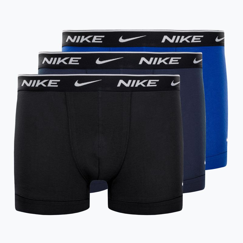 Vyriški boksininko šortai Nike Everyday Cotton Stretch Trunk 3Pk UB1 obsidian / game royal / black