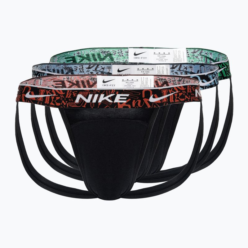 Vyriškos kelnaitės Nike Dri-FIT Everyday Cotton Stretch Jock Strap 3 poros black/red/aquarius blue/stadium green