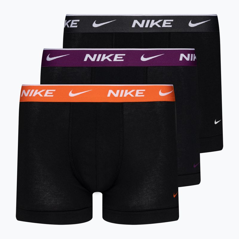 Vyriškos trumpikės Nike Everyday Cotton Stretch Trunk 3 poros black/violet/orange