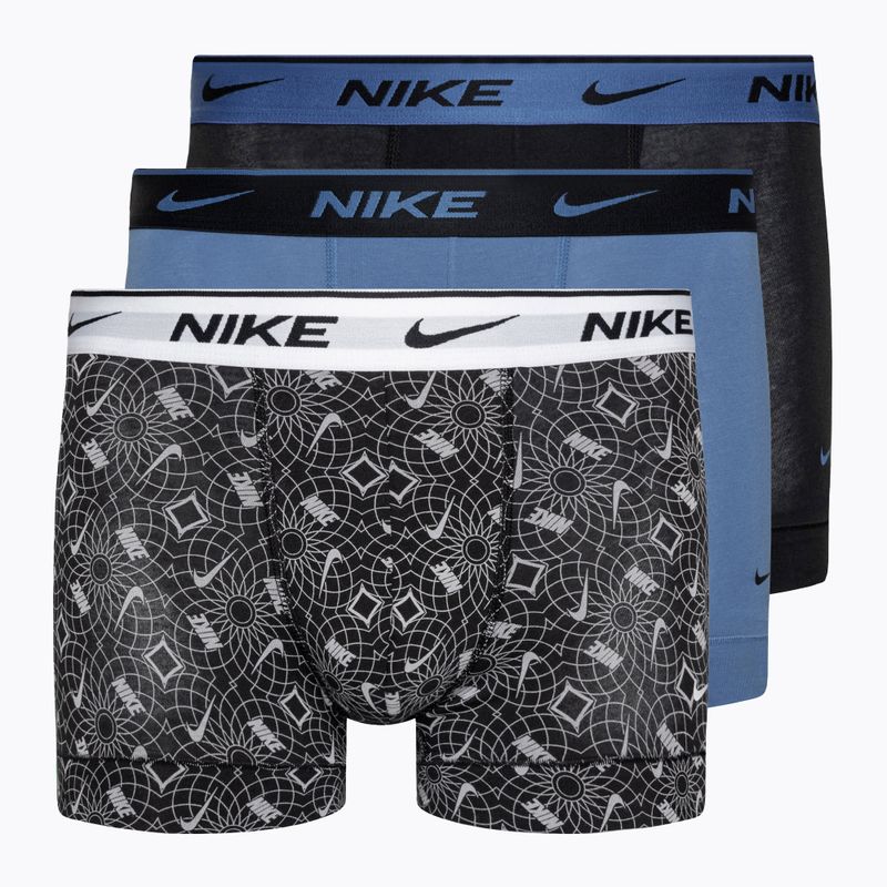 Vyriškos trumpikės Nike Everyday Cotton Stretch Trunk 3 poros black/blue/grey