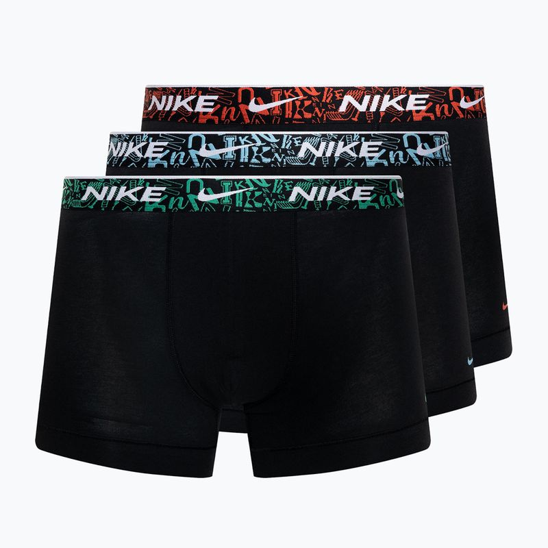 Vyriškos trumpikės Nike Everyday Cotton Stretch Trunk 3 poros black/red/aquarius blue/stadium green