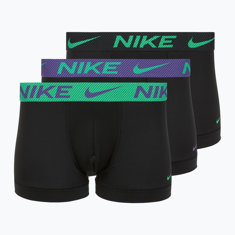 Vyriškos trumpikės Nike Dri-Fit Essential Micro Trunk 3 poros black green shock/wild violet/black text wb