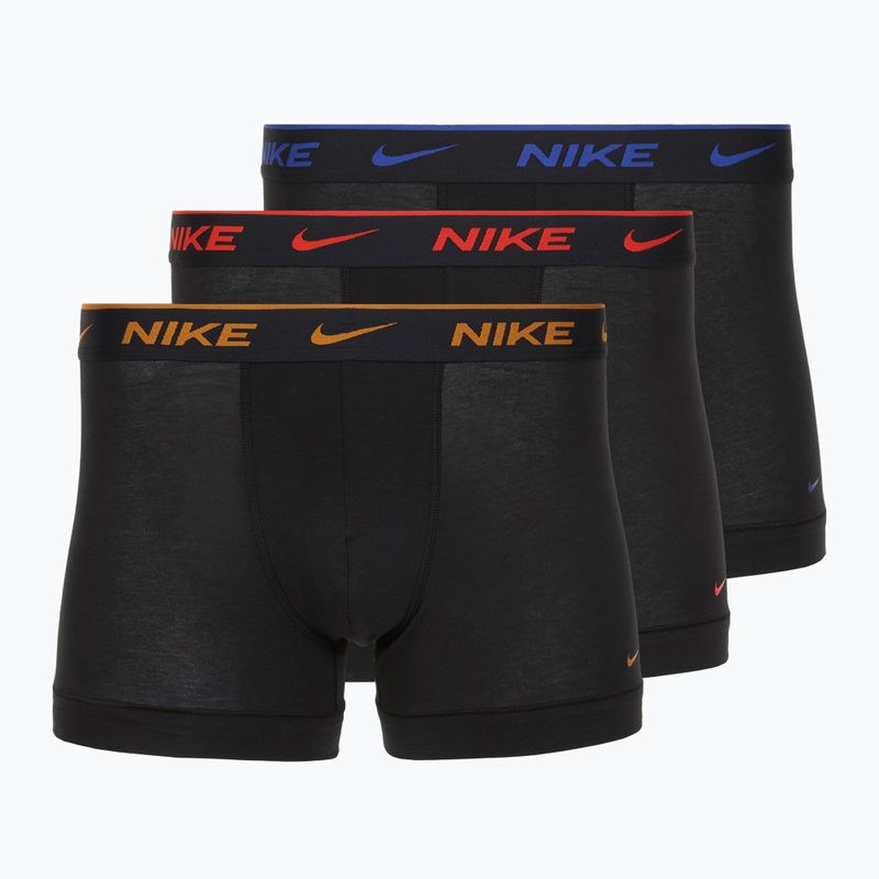 Vyriškos trumpikės Nike Everyday Cotton Stretch Trunk 3 poros black lig crim/des och/deep night logo waistband