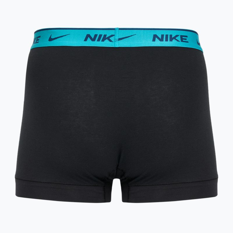 Vyriškos trumpikės Nike Everyday Cotton Stretch Trunk 3 poros black light amry blue/dusty cactus/black waistband 2
