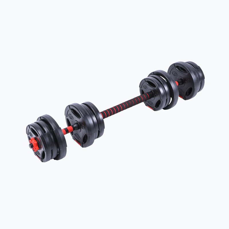 Pure2Improve Hybrid Dumbell/Barbell 20 kg hanteliai su štangos funkcija, juodos ir raudonos spalvos P2I202340 3