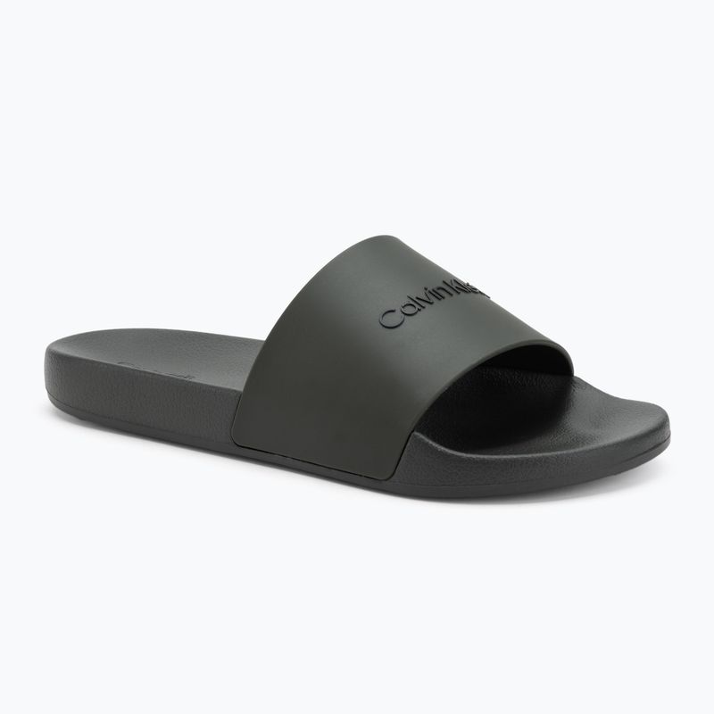 Calvin Klein vyriškos šlepetės HM0HM00455 Pool Slide Rubber dark olive