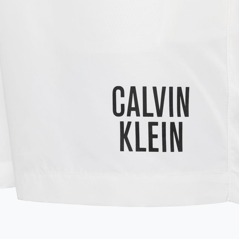 Vyriški Calvin Klein vidutinio dydžio maudymosi šortai su dviguba juosmens juosta, balti 3