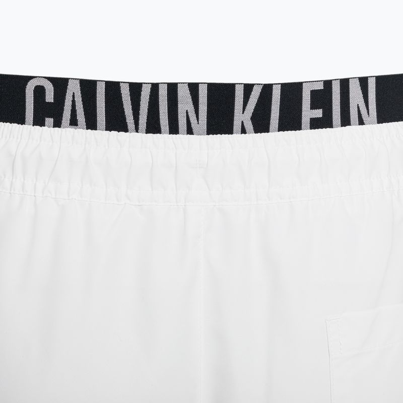 Vyriški Calvin Klein vidutinio dydžio maudymosi šortai su dviguba juosmens juosta, balti 4