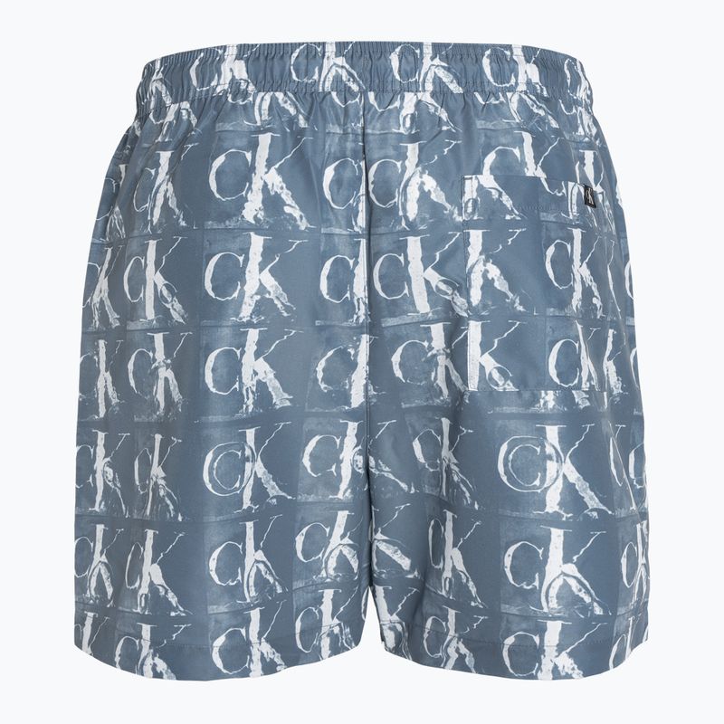 Vyriški Calvin Klein Medium Drawstring Print maudymosi šortai mėlyni 2