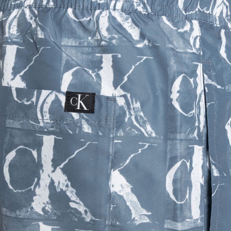 Vyriški Calvin Klein Medium Drawstring Print maudymosi šortai mėlyni 4