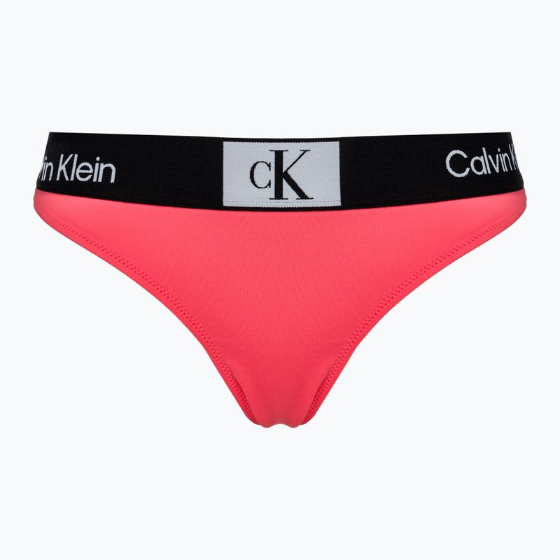 Maudymosi kostiumėlio apatinė dalis Calvin Klein Thong calypso coral