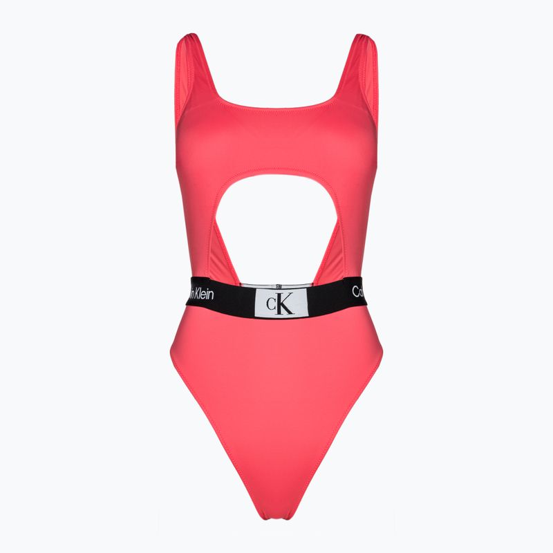 Moteriškas vientisas maudymosi kostiumėlis Calvin Klein Cut Out One Piece-RP calypso coral