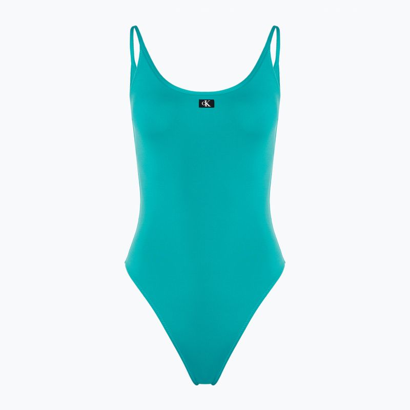 Moteriškas vientisas maudymosi kostiumėlis Calvin Klein Scoop One Piece blue ocean