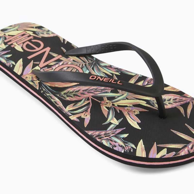Moteriškos šlepetės per pirštą O'Neill Profile Graphic black tropical flower 11