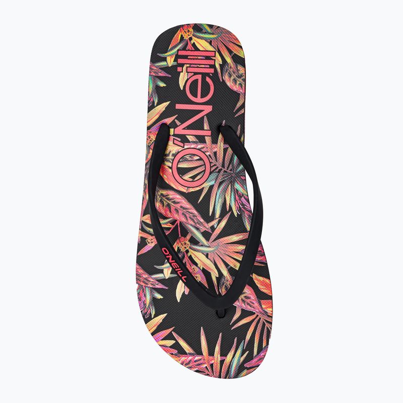 Moteriškos šlepetės per pirštą O'Neill Profile Graphic black tropical flower 6