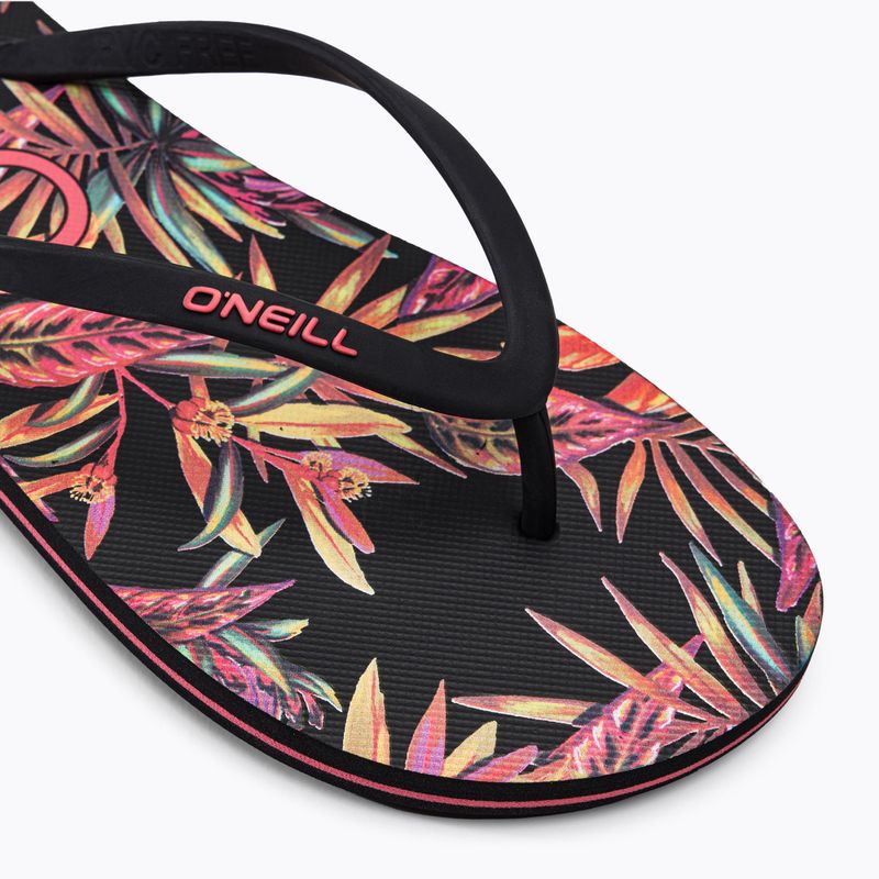 Moteriškos šlepetės per pirštą O'Neill Profile Graphic black tropical flower 7
