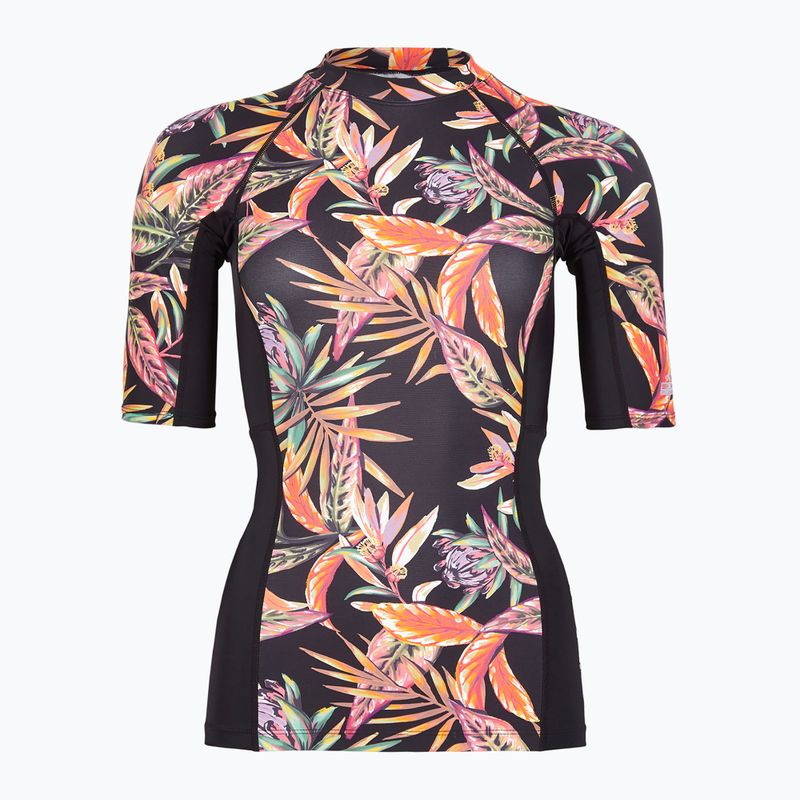 Moteriški maudymosi marškinėliai O'Neill Anglet Skin SS black tropical flower