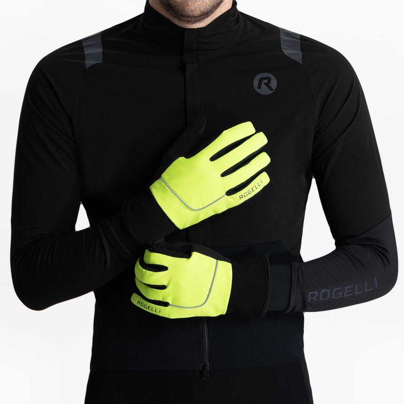 Vyriškos dviračių pirštinės Rogelli Essential Winter Waterproop fluorescent yellow 2