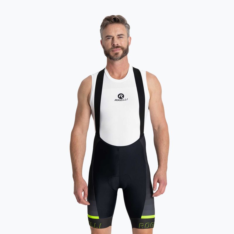 Vyriški dviračių šortai Rogelli Hero II Bib Short yellow/grey/black