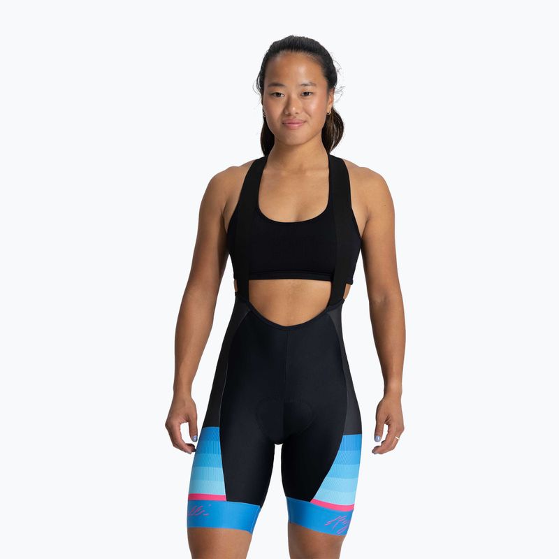 Moteriški dviračių šortai Rogelli Impress II Bib Short blue/pink/black