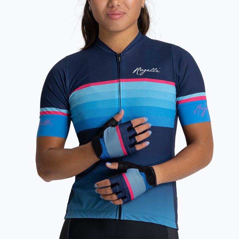 Moteriškos dviračių pirštinės Rogelli Impress II W blue/pink/black 2