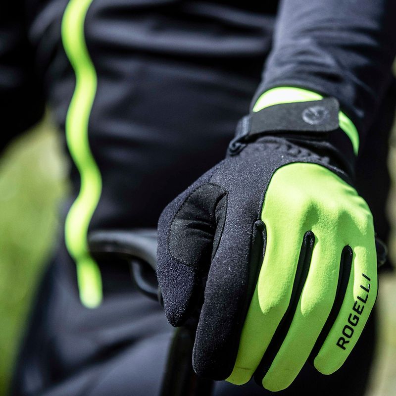 Vyriškos dviračių pirštinės Rogelli Core II Winter Windproof fluor 3