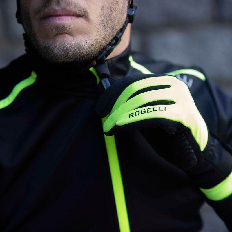 Vyriškos dviračių pirštinės Rogelli Core II Winter Windproof fluor 4