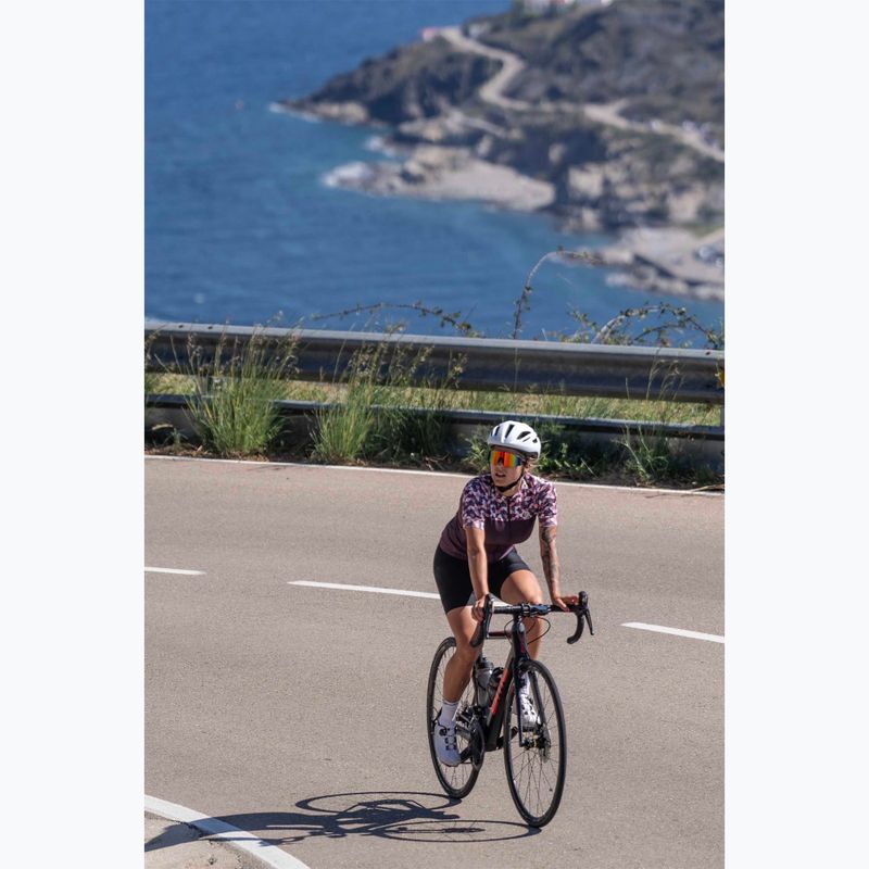 Moteriški dviračių marškinėliai Rogelli Essential Graphic burgundy/coral 7