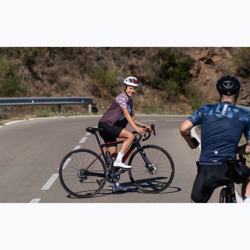 Moteriški dviračių marškinėliai Rogelli Essential Graphic burgundy/coral 9