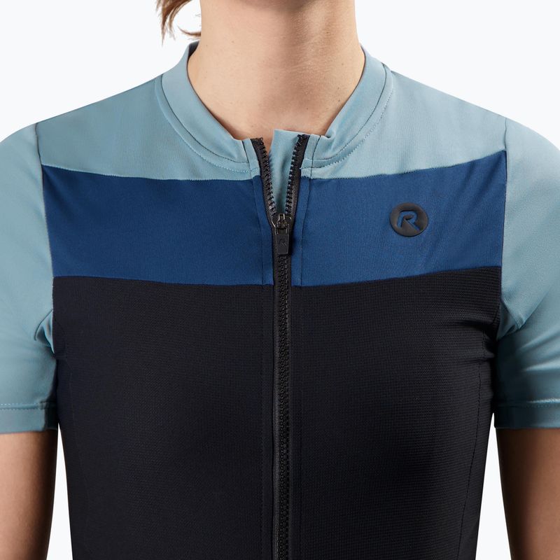 Moteriški dviračių marškinėliai Rogelli Core Block W black/blue/dark blue 3