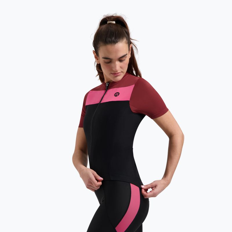 Moteriški dviračių marškinėliai Rogelli Core Block W black/bordeaux/pink 3