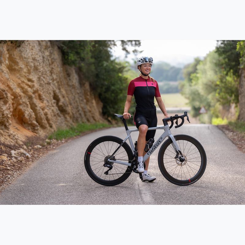 Moteriški dviračių marškinėliai Rogelli Core Block W black/bordeaux/pink 9