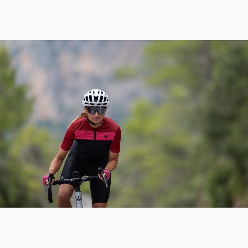 Moteriški dviračių marškinėliai Rogelli Core Block W black/bordeaux/pink 12