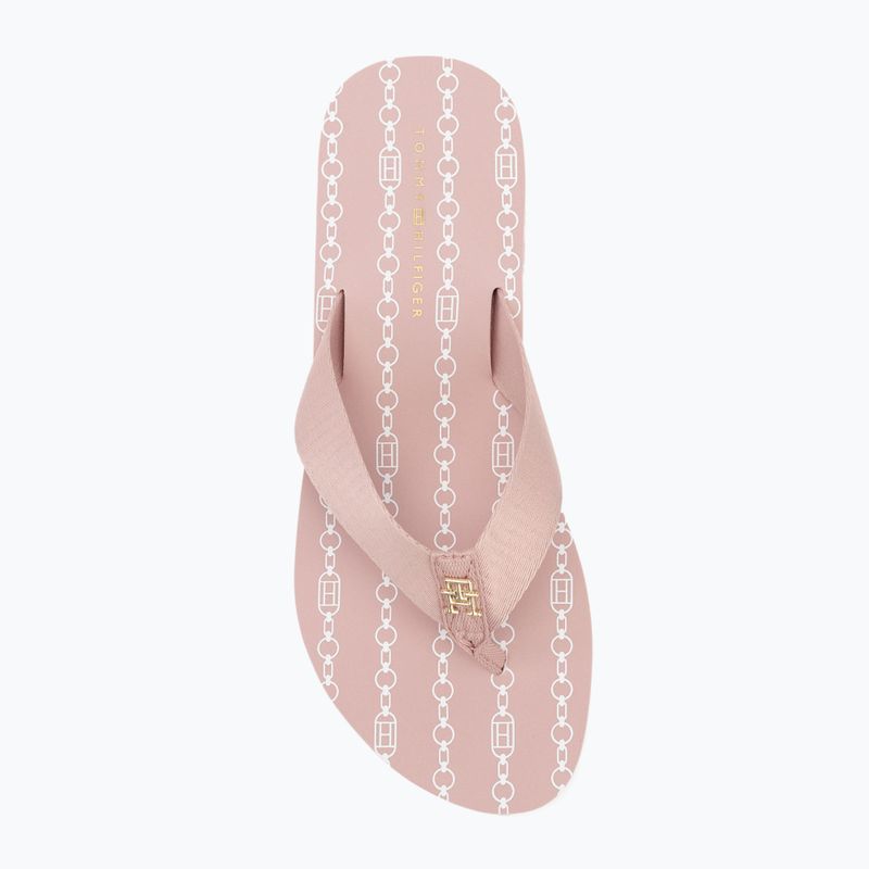 Moteriškos šlepetės per pirštą Tommy Hilfiger Im Th Chainprint Midwedge Sandal foggy pink 5
