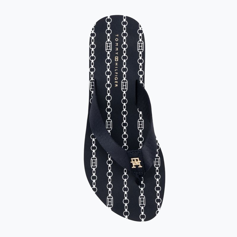 Moteriškos šlepetės per pirštą Tommy Hilfiger Im Th Chainprint Midwedge Sandal space blue 5