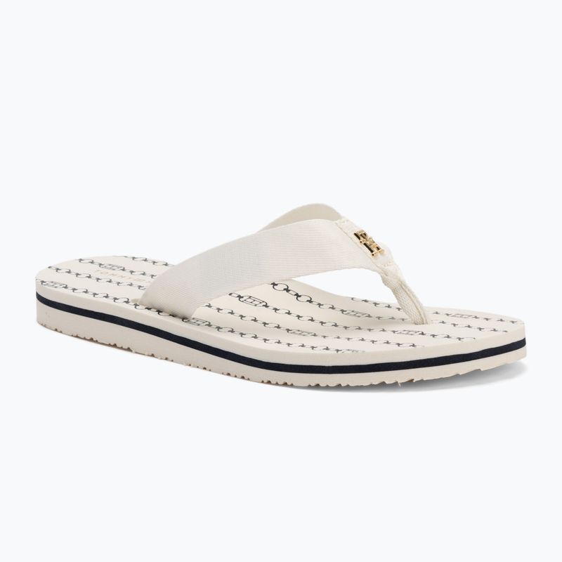 Moteriškos šlepetės per pirštą Tommy Hilfiger Chain Print Beach Sandal ivory