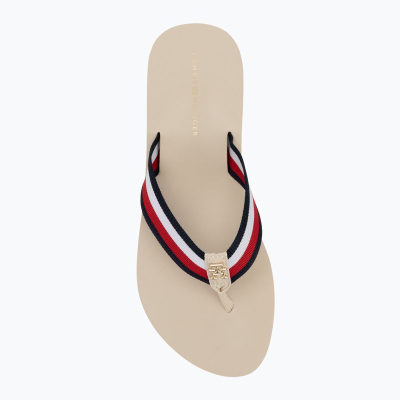 Moteriškos šlepetės per pirštą Tommy Hilfiger Corp Mid Wedge Beach Sandal muslin 5