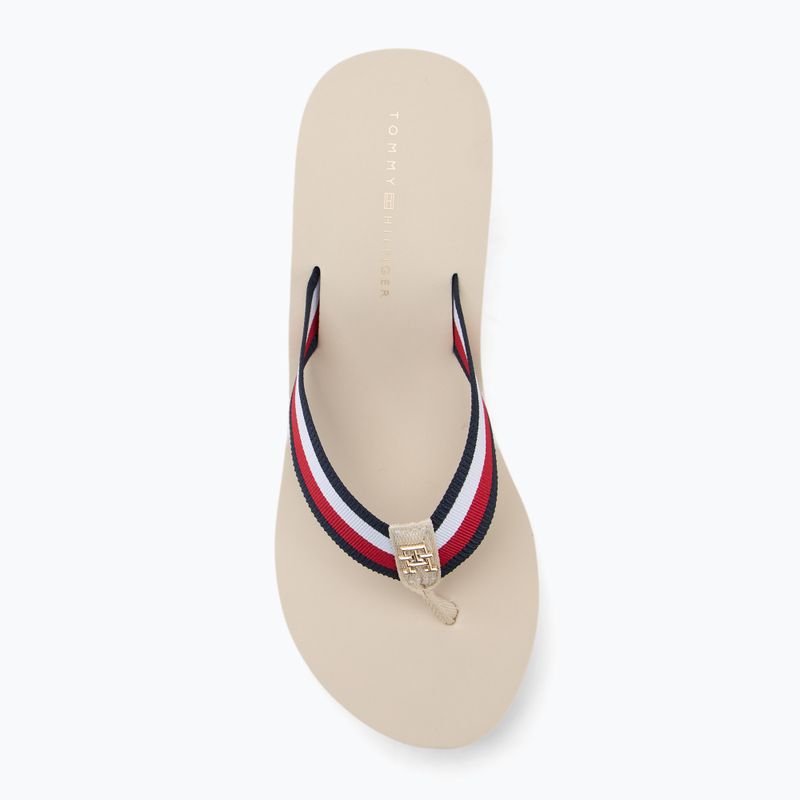 Moteriškos šlepetės per pirštą Tommy Hilfiger Corporate Wedge Beach Sandal muslin 5