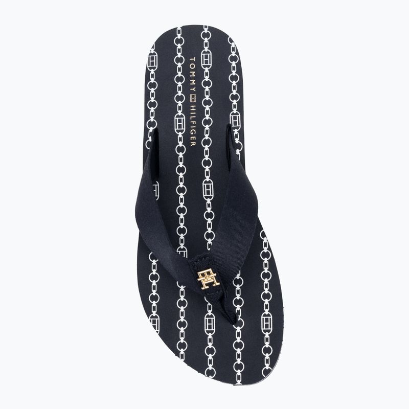 Moteriškos šlepetės per pirštą Tommy Hilfiger Chain Print Beach Sandal space blue 5