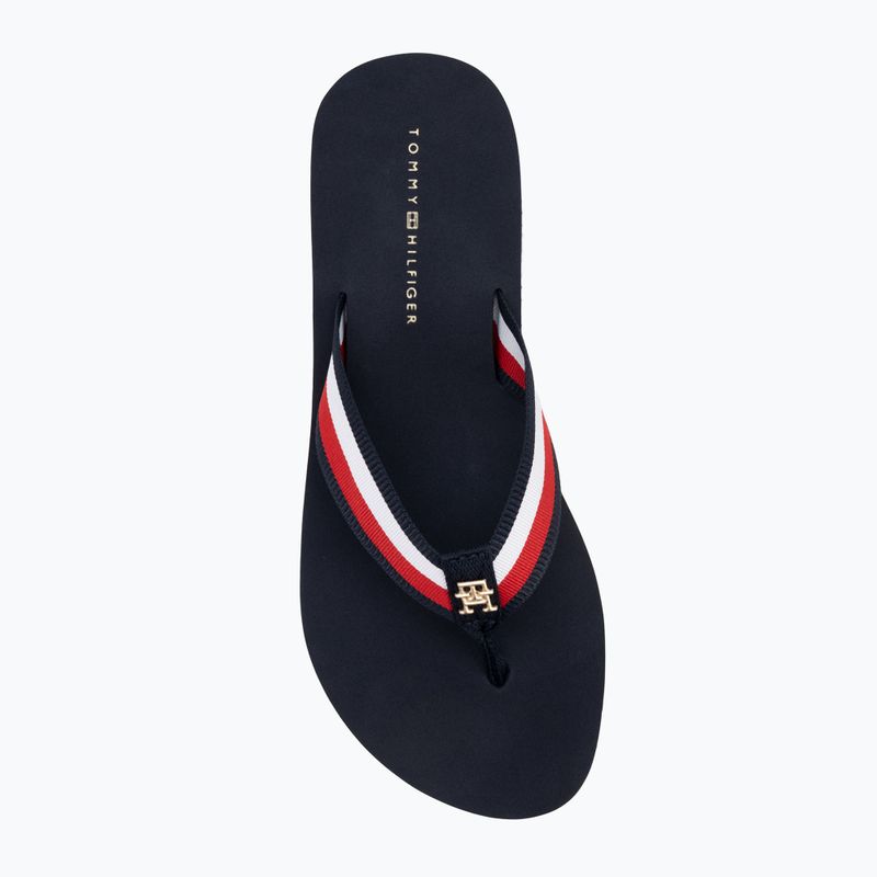 Moteriškos šlepetės per pirštą Tommy Hilfiger Corp Mid Wedge Beach Sandal space blue 5
